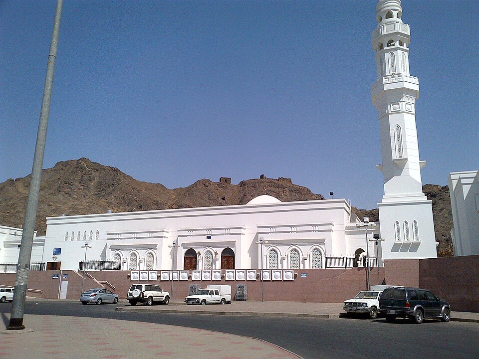 The modern mosque at the Seven Mosques area near Mount Sal’ in Madinah.