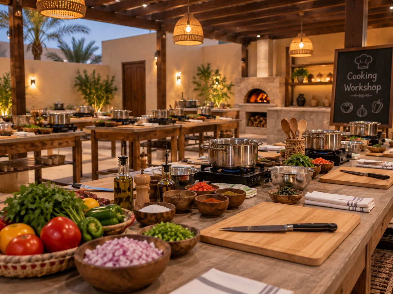 Ingredients prepared for an outdoor cooking workshop; illustrative image.