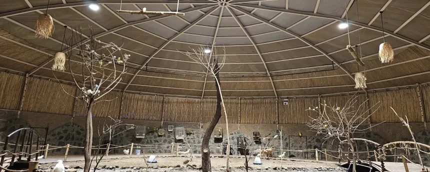 Bird enclosure at Al Marbad Farm.